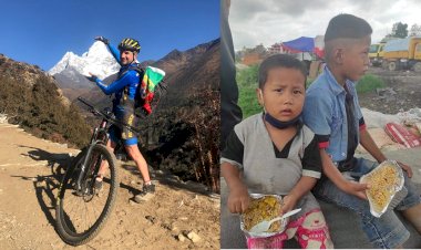Nadador Salvador realiza ligação de bicicleta entre Kathmandu e acampamento base do Evereste