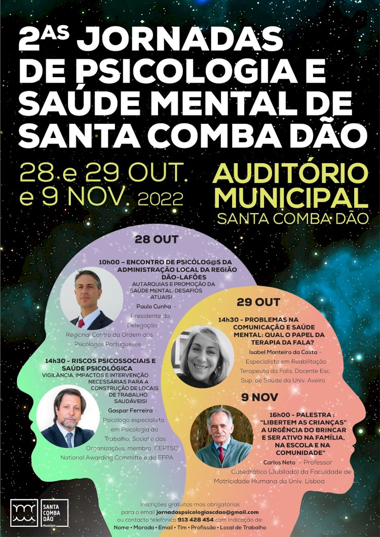 Município promove 2.ª edição das Jornadas de Psicologia e Saúde Mental de  Santa Comba Dão