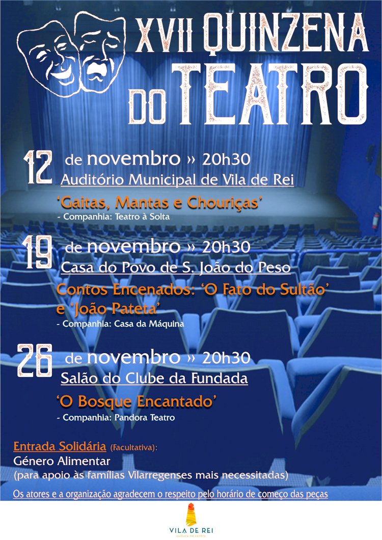 Quinzena de Teatro Solidário regressa em Novembro a Vila de Rei