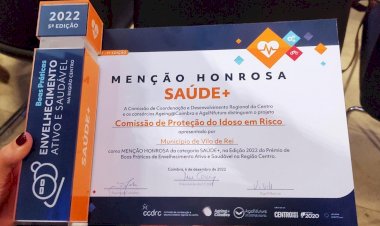 Município distinguido com Menção Honrosa no Prémio de Boas Práticas de Envelhecimento Ativo e Saudável