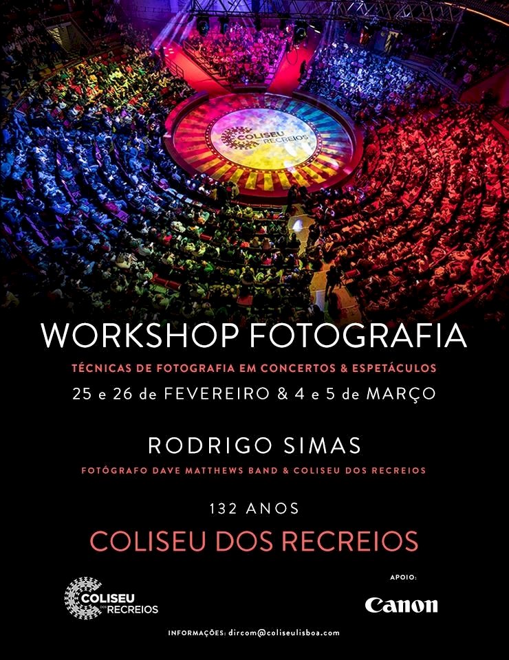 Coliseu dos Recreios recebe Workshops de Fotografia de Concertos e de Espectáculo