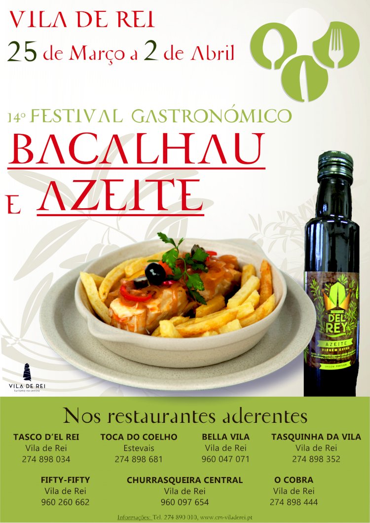 Festival Gastronómico do Bacalhau e do Azeite de Vila de Rei regressa aos menus Vilarregenses
