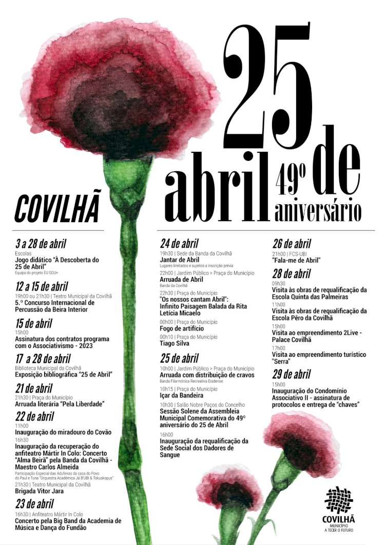 49.º aniversário do 25 de Abril, no concelho da Covilhã