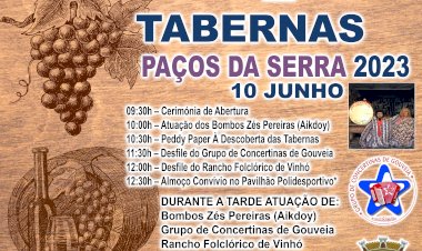 Iniciativa “Rota das Tabernas” decorre no próximo dia 10 de Junho em Paços da Serra