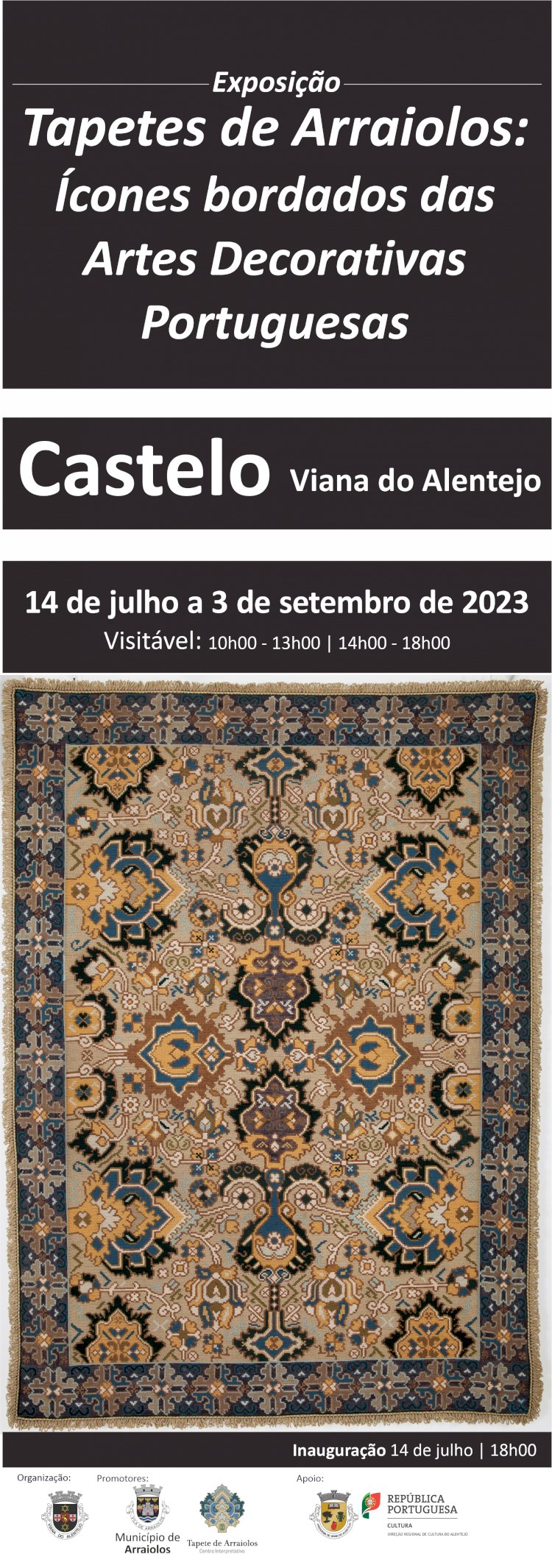 Tapetes de Arraiolos em exposição no Castelo de Viana do Alentejo