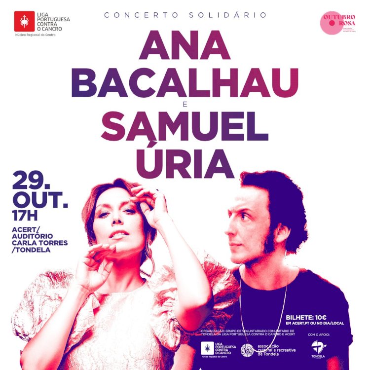 Ana Bacalhau e Samuel Úria dão concerto solidário em Tondela