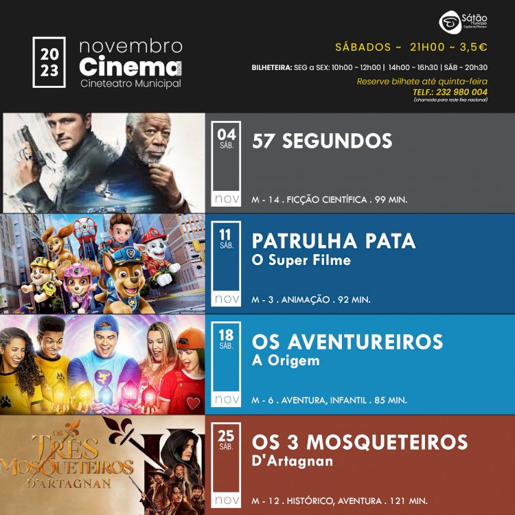 Programação do Cineteatro Municipal de Sátão - Novembro