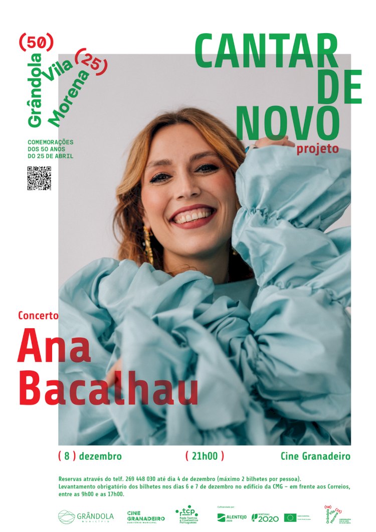 Concerto com Ana Bacalhau esta sexta-feira em Grândola
