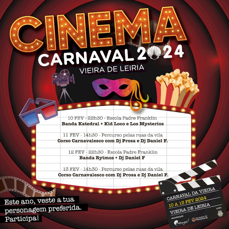 "Cinema" é tema do Carnaval da Vieira 2024