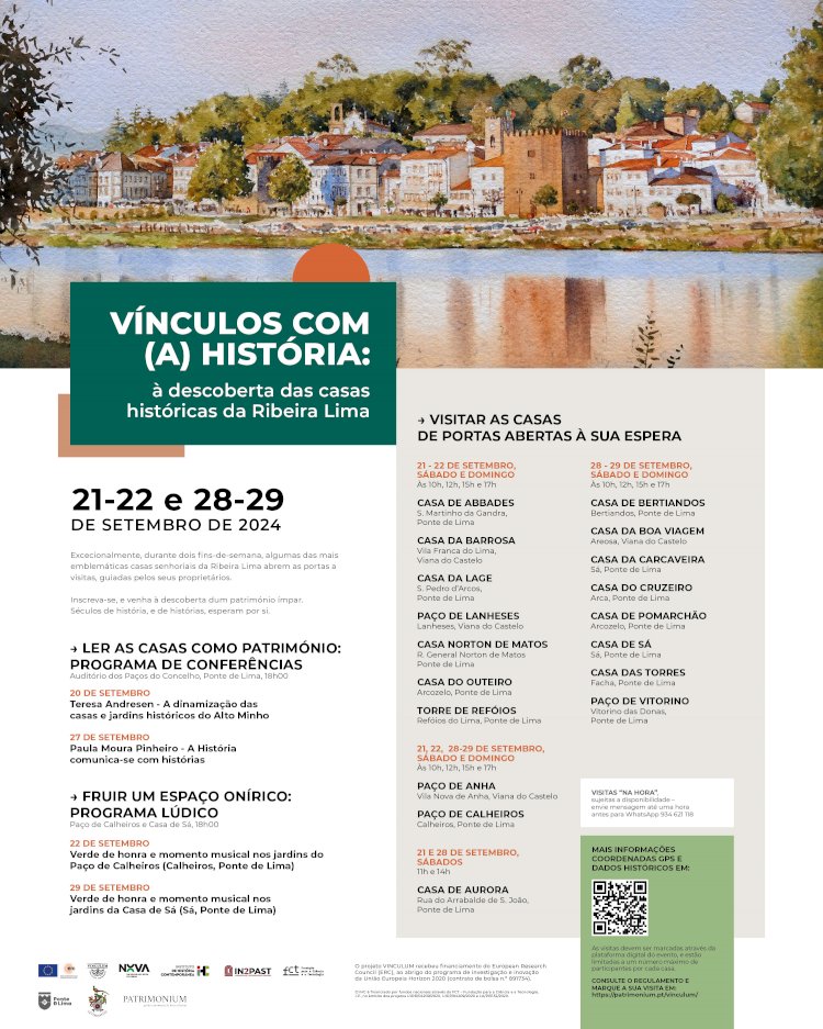 Visitas guiadas a casas históricas da Ribeira Lima nos últimos fins-de-semana de Setembro