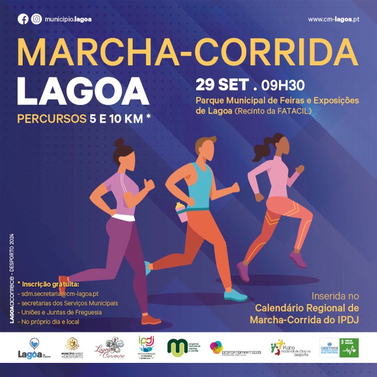 Marcha - Corrida do IPDJ | 29 de Setembro | Parque Municipal de Feiras e Exposições | Lagoa