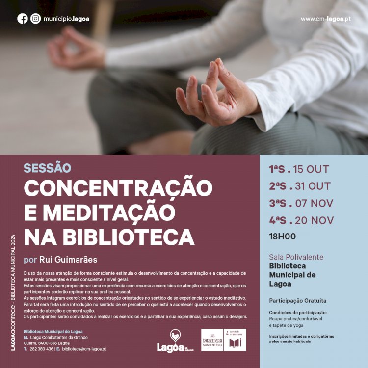 Saúde e Bem-Estar | "Sessões de Concentração e Meditação na Biblioteca" | Biblioteca Municipal de Lagoa