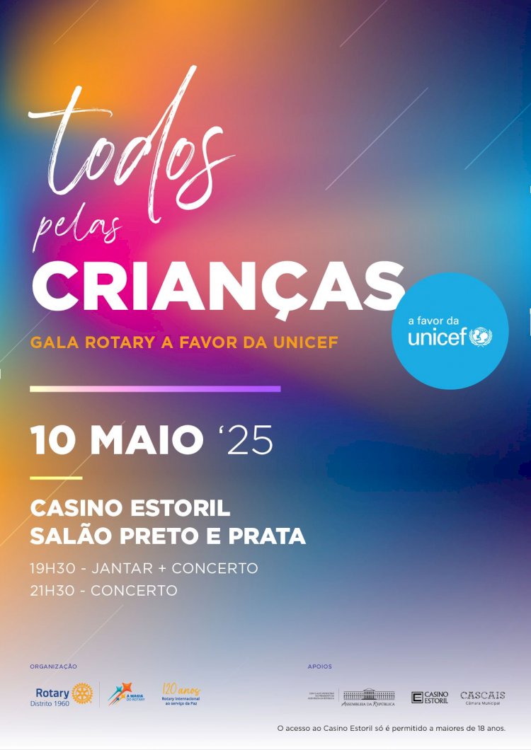 Gala Rotary a favor da UNICEF no salão Preto e Prata do Casino Estoril