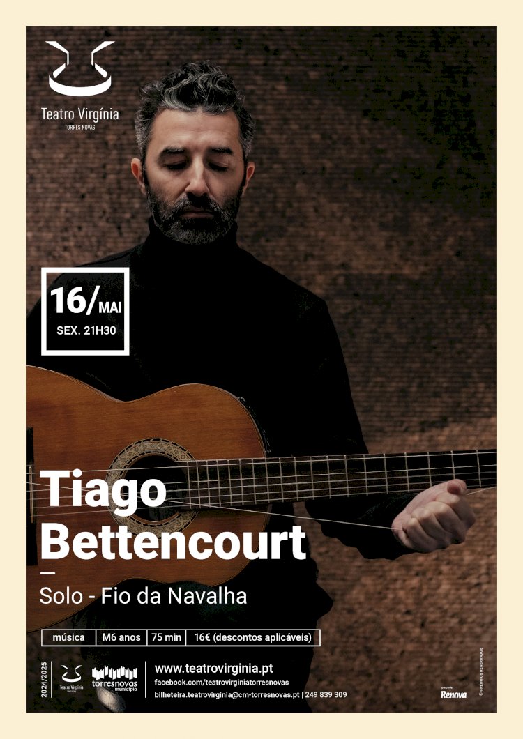 Tiago Bettencourt a solo no Teatro Virgínia