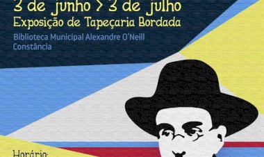Tapeçaria bordada  na Biblioteca Municipal Alexandre O´Neill