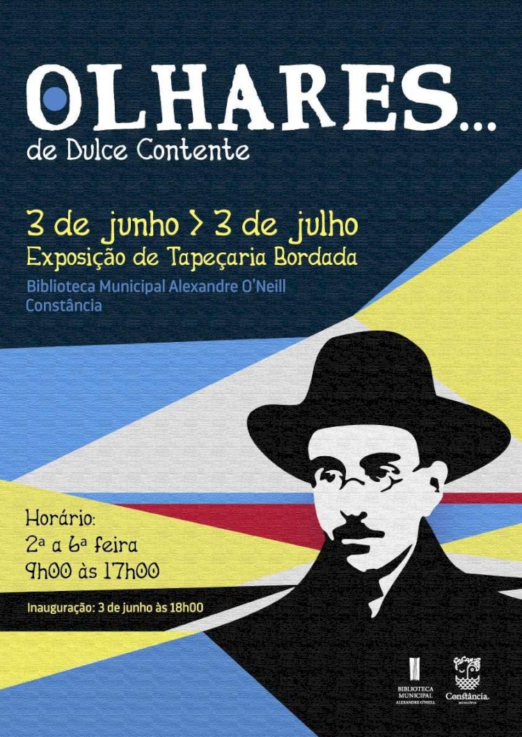 Tapeçaria bordada  na Biblioteca Municipal Alexandre O´Neill
