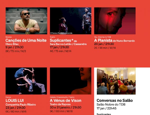 Teatro Diogo Bernardes – programação de Janeiro de 2026